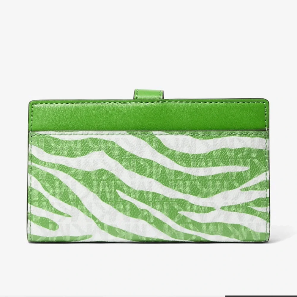 Michael Kors Greenwich Small Green Zebra Animal Print Crossbody Bag & Wallet Set